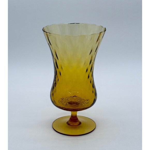 Vintage Empoli Diamond Optic Footed Pedestal Vase Retro Italian Blown Glass - Picture 10 of 10